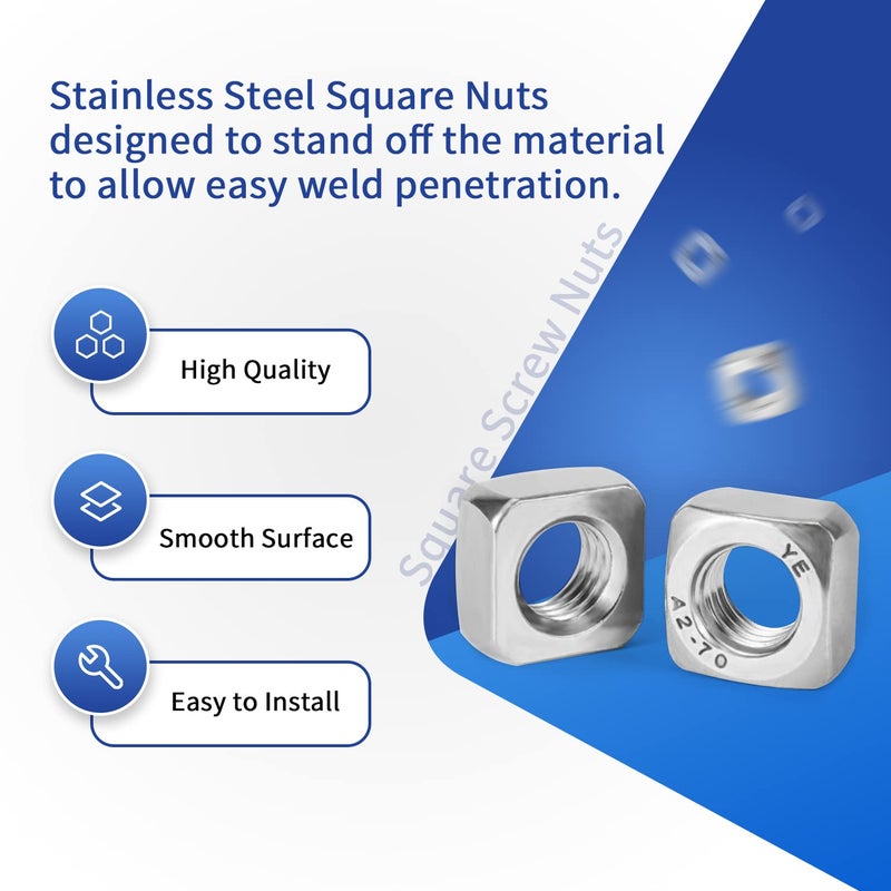 FSATNDE 304 Stainless Steel Machine Square Screw Nuts 304 Square Nuts Metric Assortment Kit Nut 139Pcs - Image 5